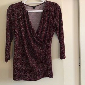 Ann Taylor, size M, wrap top, red/black/white